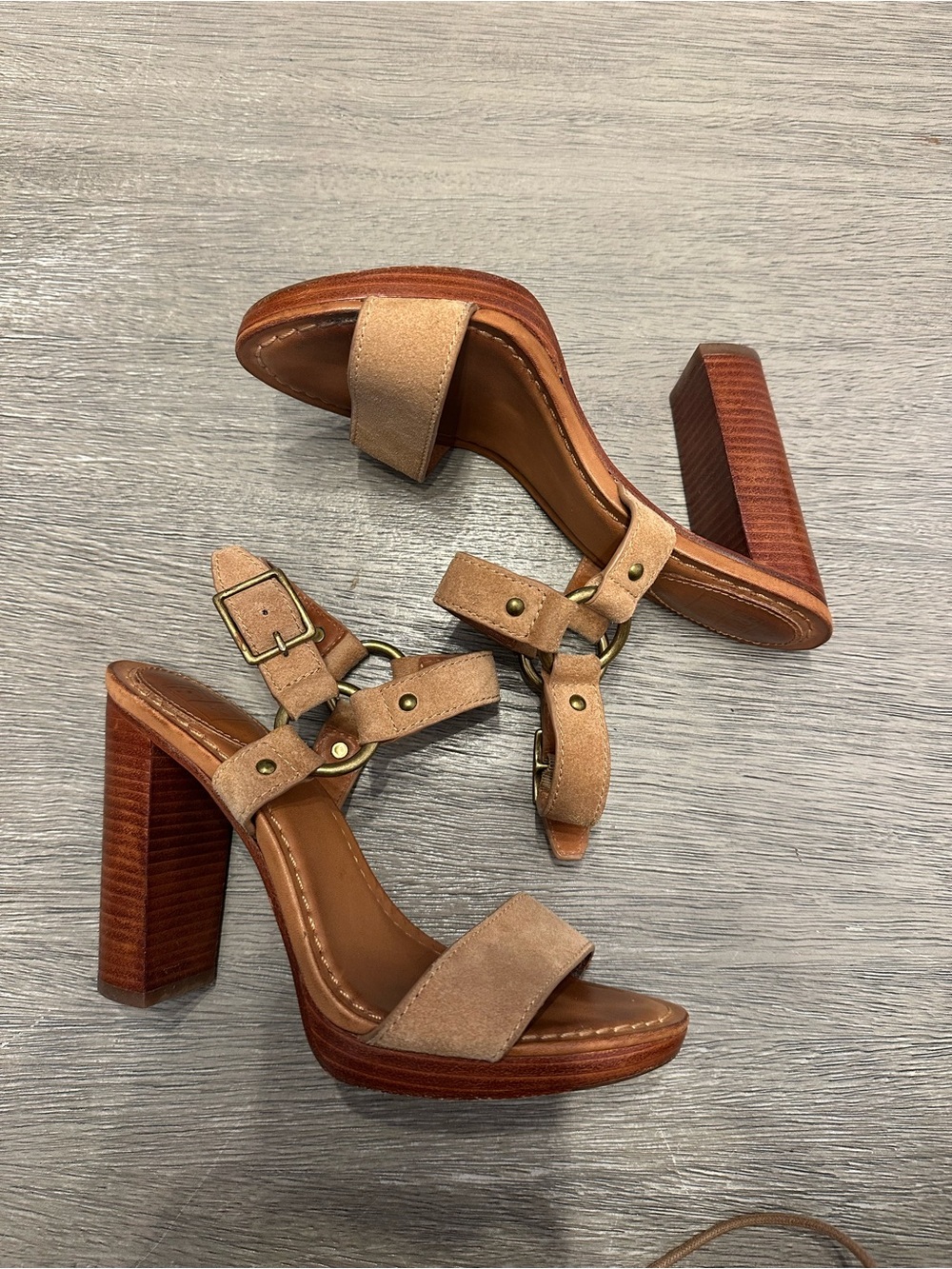 The Frye Company "Harlow" Campus / Ring Strap Block Heel Sandals